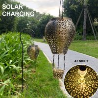 Hot Air Balloon Solar Lanterns Outdoor Waterproof Metal Hanging Solar Lights LED Solar Power Lighting For Garden Yard Decor