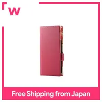 Elecom smartphone case, general-purpose multi-case, L size, leather, notebook type, magnetic closure, sliding type, stand function, thin, lightweight, floral pattern, with strap hole, deep pink P-05PLFUSJPND