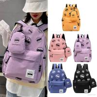 Cute cartoon bear ulzzang Backpack for Women Men Student Large Capacity Breathable Printed Multipurpose Female Bags