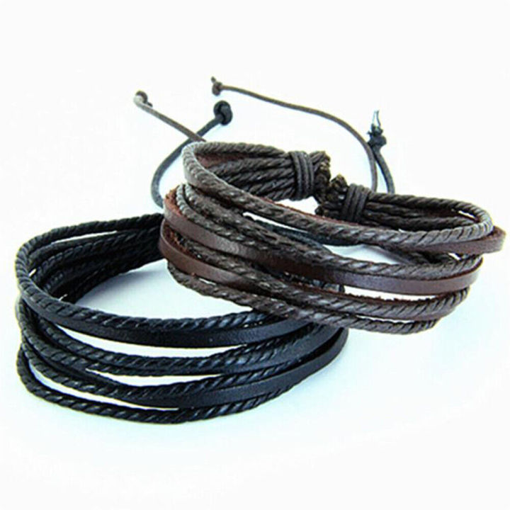 fashion-adjustable-wrist-strap-handmade-pu-leather-hand-woven-multilayer