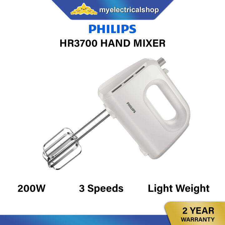 Philips Hand Mixer HR3700 ( 200W ) 3 Speed Settings Lazada