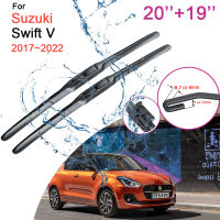 Car Front Windshield Wiper Blades for Suzuki Swift V 2017 2018 2019~2022 Models Frameless Rubber Snow Scraping Black Accessories