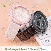 สีดำสีขาวมุกเซรามิคนาฬิกา 20 มม.สำหรับ OMEGA SWATCH สายคล้อง QUICK RELEASE อุปกรณ์เสริมสร้อยข้อมือพับ BUCKLE Watchband