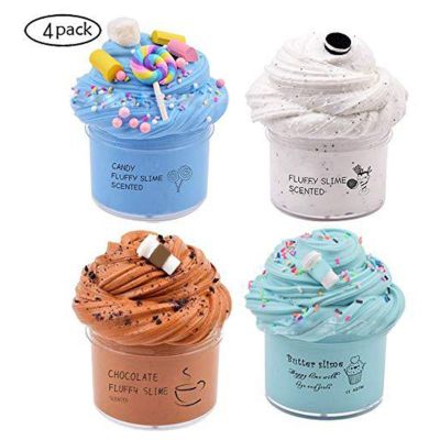 4Pcs Candy Slime Latte Slimeยืดไม่เหนียวเหนอะหนะและGlossy Slimeของเล่นลดควาเครียดสำหรับเด็ก