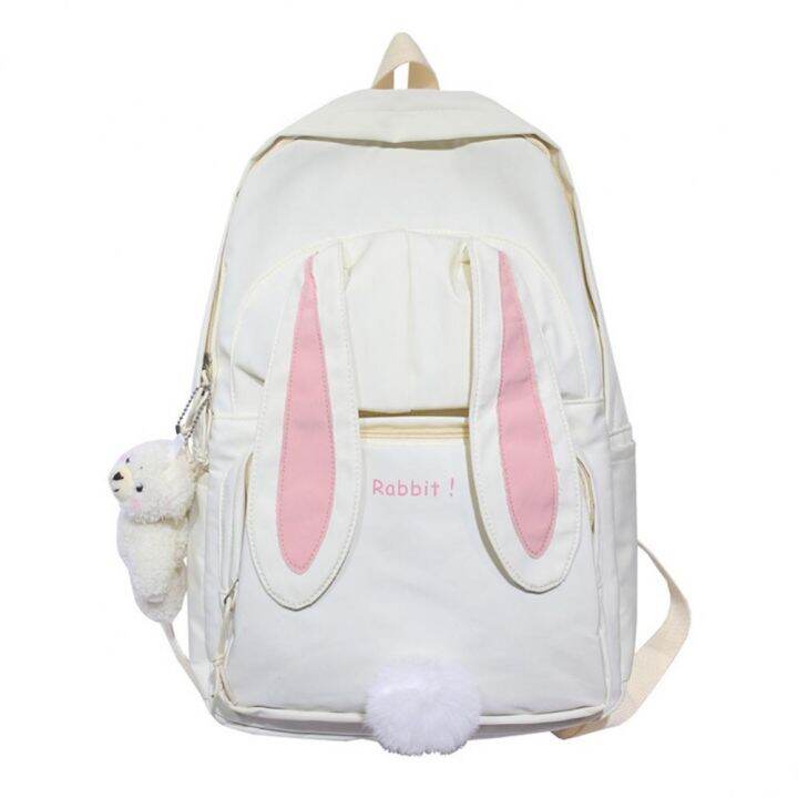 rabbit-ears-girl-backpack-large-capacity-lightweight-waterproof-travel-backpack-business-computer-bag-leisure-simple-schoolbag