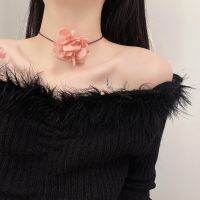 Gentle Pink Neck Chain Flower Thin Rope Necklace Female Party Jewelry Collar for Girl 【hot】xfl359 ！