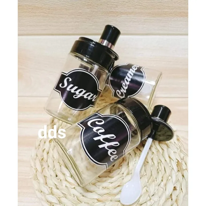 3 IN1 COFFEE SET GLASS JAR CANISTER W/ SPOON COVER Lazada PH