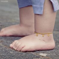 【CW】卍  Gold Plated Dainty Boys Baby Child Anklets Chain Adjustable Figaro Ankle To