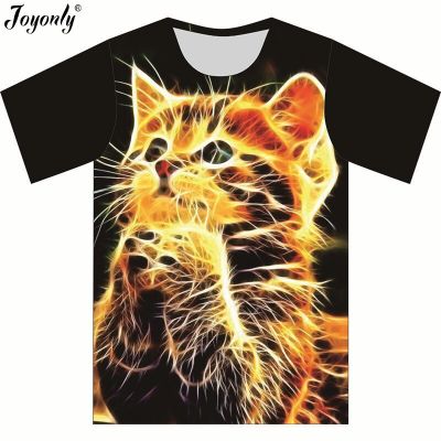 Joyonly 2019 Summer Children 3D T-shirt Boys Girls High Quality T shirts Snow Glittering Cool Cat Funny tshirt Tops Tees Shirts