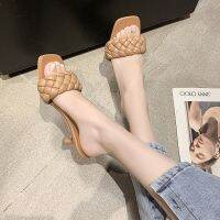 Square Head Sandals Medium Heel Roman Slippers