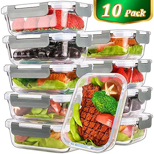  M MCIRCO [10-Pack,22 Oz] Glass Meal Prep Containers 2