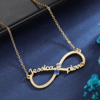 Customized Infinity Names Necklace Birthstone Frosted Names Necklace Pendant Stainless Steel Choker For Woman Charm Jewelry Gift