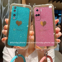 Ins เคสโทรศัพท์ Phone Case Honor 90 Lite 5G Huawei Nova 11i 11 Pro Y71 Y91 เคส เทรนด์ใหม่เก๋ไก๋รูปหัวใจเคสแข็งกันแรงกระแทกกันตกพร้อมสายรัดข้อมือ Cover 2023