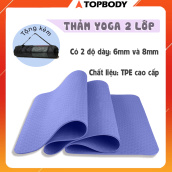 Thảm tập yoga, gym 2 lớp 6 - 8mm cao cấp, thảm tập yoga chống trượt, thảm gấp gọn tập gym tại nhà tiện lợi TOPBODY - T1 - THAMT02