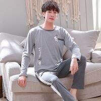 （ใหม่）ฤดูใบไม้ร่วงผ้าฝ้าย Pijama สำหรับผู้ชายขนาดบวก3XL LoungeSet ชาย2ชิ้นชุดชุดนอนนอนด้านบนกางเกง Home2022