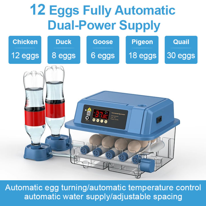 ตู้ฟักไข่12ฟองพร้อมตู้ฟักไข่ขนาดเล็กแบบลิ้นชักพร้อมการเติมน้ำอิออนอัตโนมัติและการควบคุมอุณหภูมิ