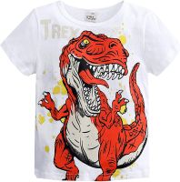 Summer Toddler Boys Girls Short Sleeve Cartoon Dinosaur Prints T Shirt Tops 7 Short (White, 1-2 Year)