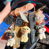 Creative Cute Teddy French Bulldog Dog Keychains For Kind Hearted Women Trendy Bag Car Animal Pendants Accessories Jewelry