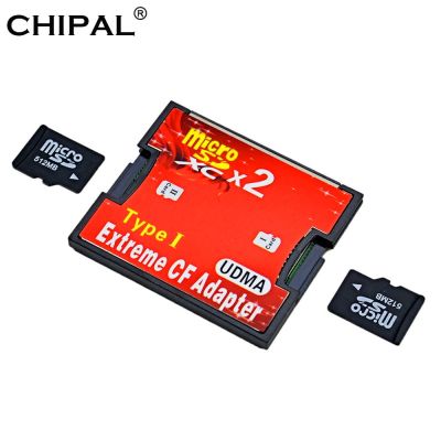 CHIPAL Dual Micro SD SDHC SDXC TF ไปยัง CF Card ตัวอ่านอะแดปเตอร์ UDMA Microsd เป็น Extreme Compact Flash Type I Converter