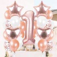 【Affordable variety of balloons】1St ลูกโป่งวันเกิดชุดดาวและรูปหัวใจจำนวนฟอยล์บอลลูนทารกฝักบัวตกแต่ง C Onfetti โลหะน้ำยาง G Lobos พรรคซัพพลายเออร์