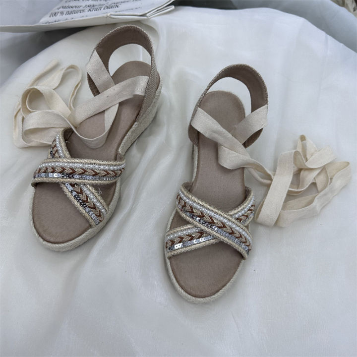 szhydz-รองเท้าแตะผู้หญิงผ้าแคนวาสแบบเปิดนิ้วรองเท้าหน้าร้อนสำหรับผู้หญิงเชือกปอรองเท้าโรมันถักสำหรับ2023