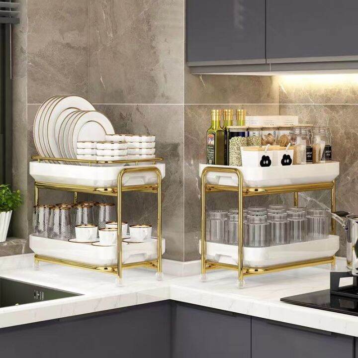 Dake Duck 3Tier Dish Drainer gold Dish Drying Rack Countertop Plate
