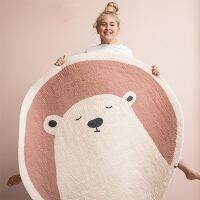 ?Xiaomi? Cartoon Round carpet Owl Panda Rainbow printed Nordic Thickened Anti-fall Mat Bedroom Bedside Children Game crawling mat