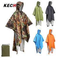 KECHc เสื้อกันฝนพรางอเนกประสงค์3-In-1,เสื้อกันฝนตั้งแคมป์กลางแจ้งน้ำหนักเบาพร้อมกระเป๋าเก็บของ