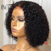 Closure Short Curly Bob Wigs 150% Middle Part Lace Wig Brazilian Human Hair Wigs For Black Women 4×4 Lace Wig Remy Pre Plucked Gift ของขวัญ