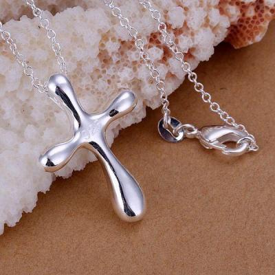 【cw】 fine silver plated pendant 925 waterdrop cross pendants necklace for women men chain ！