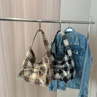 Large-Capacity Bag Women New Style Bowknot Plaid Female Casual Portable Commuter Cute Shoulder Classy 【AUG】