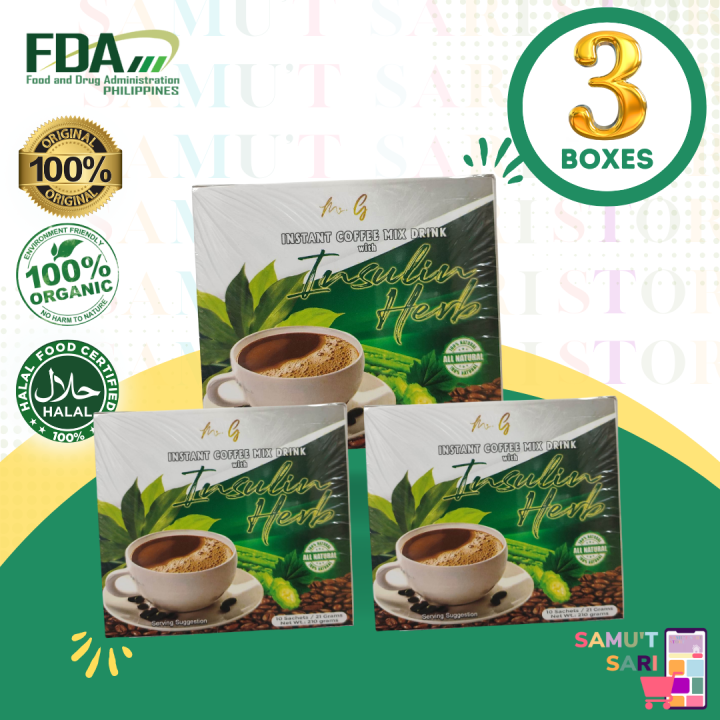 3 Boxes Insulin Coffee 100% Natural 10 Sachet Per Box Best Seller 100% 