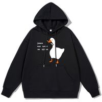 Peace Was Never An Option Print Large White Duck Hoody Men Street Hip Hop Hoodie Loose Cotton Thick Sweatshirt Couple Clothing Size XS-4XL