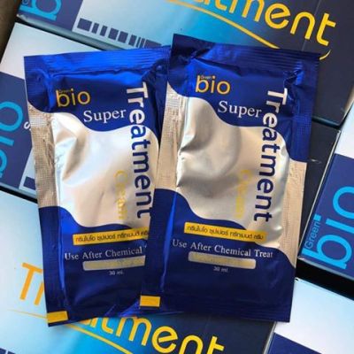 ทรีทเม้นท์ ไบโอ (สีน้ำเงิน)🌟 1 กล่อง 24ซอง Green bio Super Treatment Cream #ยกกล่องไปเลยจ้า