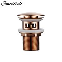 【YF】﹍  Smesiteli Pop Up Drain Stopper Gold Polished Anti-Corrosion Durable With OverFlow Hole Basin Sewer Plug