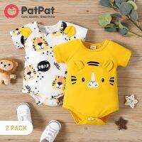 PatPat Suits Baby คุณชุดสูท2ชิ้นเสื้อผ้าเด็กทารกหญิงการ์ตูนเสือพิมพ์3D หูแขนสั้นชุดจั๊มสูท