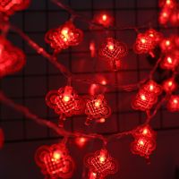 Red Lantern Chinese Knot LED String Lights Christmas Battery/USB Operated Wedding Decorations Chinese New Year Decor 30 80 Leds Lights