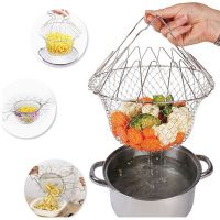 304 Stainless Steel Telescopic Frying Basket Multifunction Foldable Fry French Chef Basket Drainer Kitchen Cooking Tools