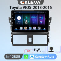 EKLEVA แอนดรอยด์วิทยุติดรถยนต์10.1นิ้ว12สำหรับโตโยต้า VIOS 2013-2016 Carplay Auto Aux Wifi DAB OBD USB เครื่องเล่นวิดีโอมัลติมีเดียรถยนต์2din จีพีเอส4G ฟรีกล้องมองหลังของขวัญและไมโครโฟน