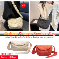 [Arrive 1-3 Days] Fashion Women Messenger Bags Quilted Cotton Shoulder Handbag Solid Color Rhombus Pattern Flap Pocket Lightweight for Travel Shopping