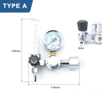 CO2อาร์คสำหรับหลอดมิเตอร์วัดการไหลแบบคู่/มาตรวัดความเร็วตัวลดการไหลกันแรงดันช็อตตัวควบคุมอาร์กอน Tig Mig G5/8 0-25Mpa
