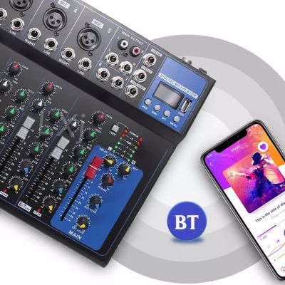 LXJ มิกเซอร์ MG07 มิกซ์เซอร์ 7 แชลแนล DJ สตูดิโอ KARAOKE Live สด Gaming ควบคุมซาวด์ Sound Mixer 7-Channel รองรับบลูทูธ USB MP3ส่งไวเก็บเงินปลายทางได้(LXJ GM-07BT)