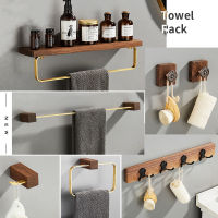 Solid Wood Clothes Hanger Storage Rack Wall Hanging Towel Paper Holder Black walnut Corner Shelf Bathroom Accessories