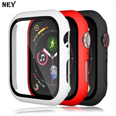 Tempered Glass+cover For Apple Watch Case 44mm 40mm 42mm 38mm PC bumper Screen Protector iWatch series 8 7 6 5 4 3 se 41mm 45mm Cases Cases