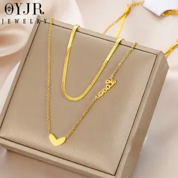 Fashion Double Hollow Heart Pendant Necklace for Women Girls Korean  Clavicle Chain Choker Wedding Party Girlfriend Jewelry Gifts