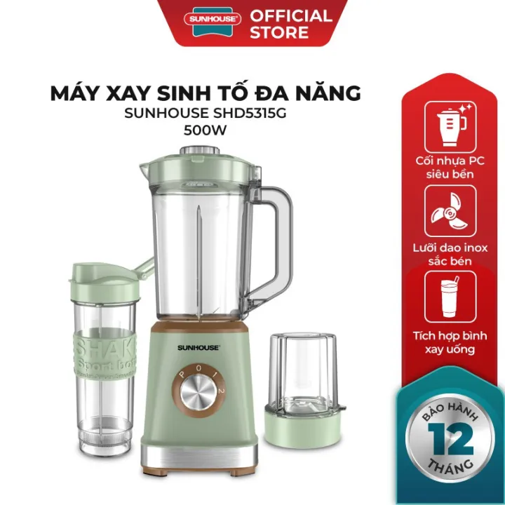 Máy Xay Sinh Tố Đa Năng Sunhouse Shd5315g Công Suất 500w Với 2 Tốc Độ