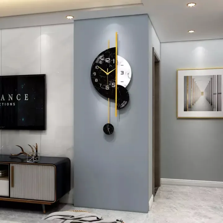 Fan's tone】 Modern Minimalist Home Decoration Marble Wall Clock Nordic  Fashion Personality Art Watch TV Background Creative Wall Mounted Clock |  Lazada PH