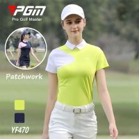 PGM Summer Golf Polo T-Shirt Ladies Short Sleeve Dry Fit Sports Shirt Slim Breathable Tops Women Patchwork Clothes Elastic Tshirts