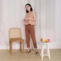 Proper - Dana pants - กางเกงห้าส่วน ซิปหน้า เอวสูงทรงเดฟ  มีดีเทลพับข้อ กระเป๋าสองข้าง