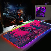 Anime Evangelion RGB Gaming Large Mouse Pad Gamer Led Computer Mousepad with Backlight Carpet For keyboard Desk Mat